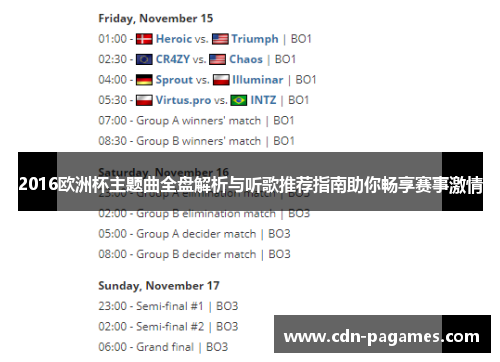 2016欧洲杯主题曲全盘解析与听歌推荐指南助你畅享赛事激情